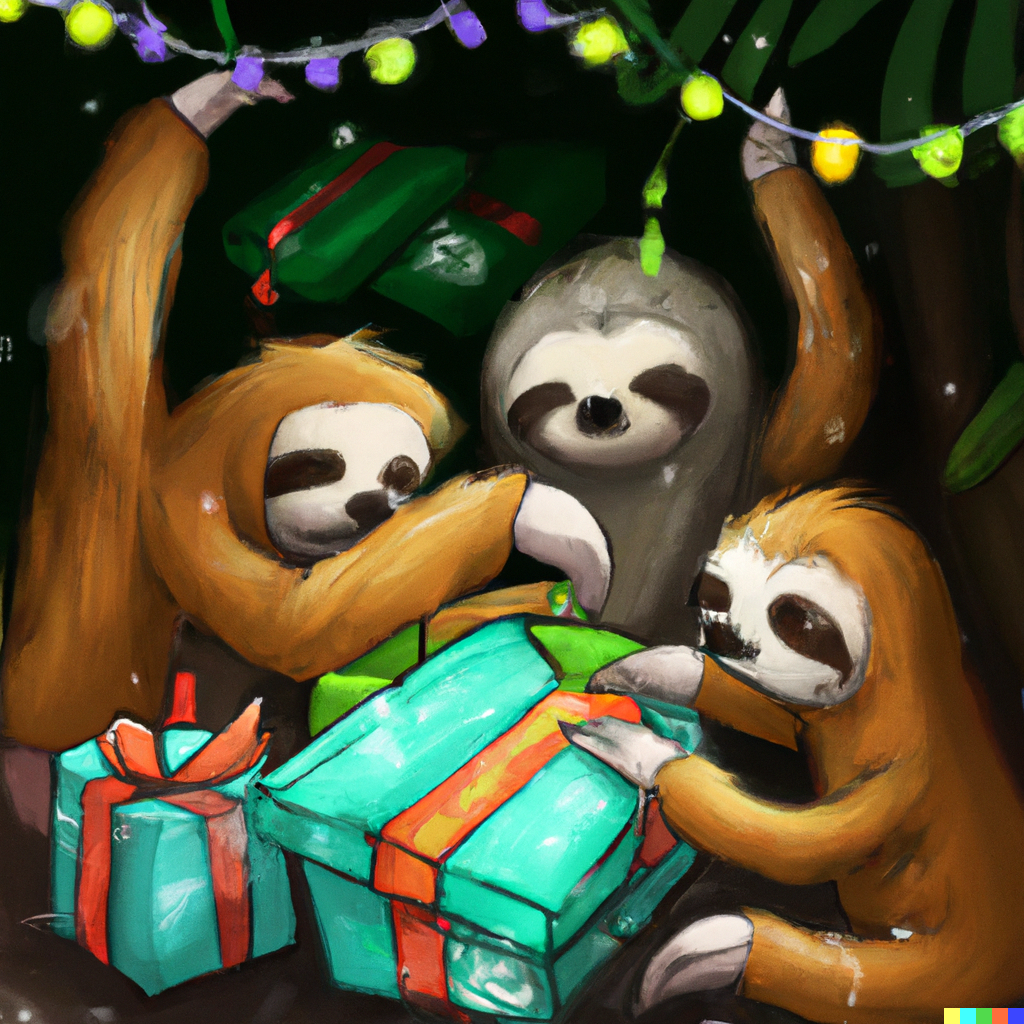 DALL·E 2022-12-25 16.19.31 - digital art of sloths opening presents under a Christmas tree.png