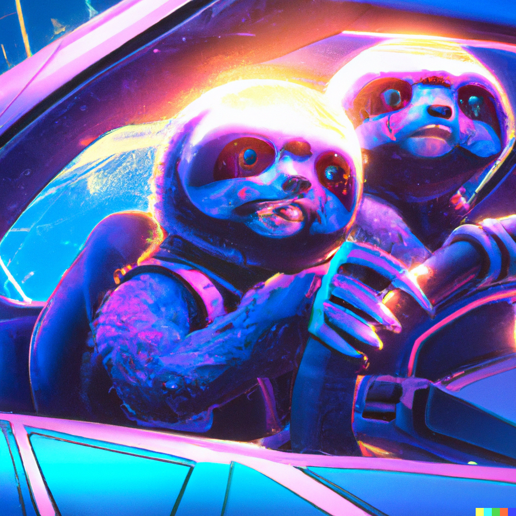 DALL·E 2023-03-31 07.03.34 - cyber punk sloths driving a futuristic car. digital art.png