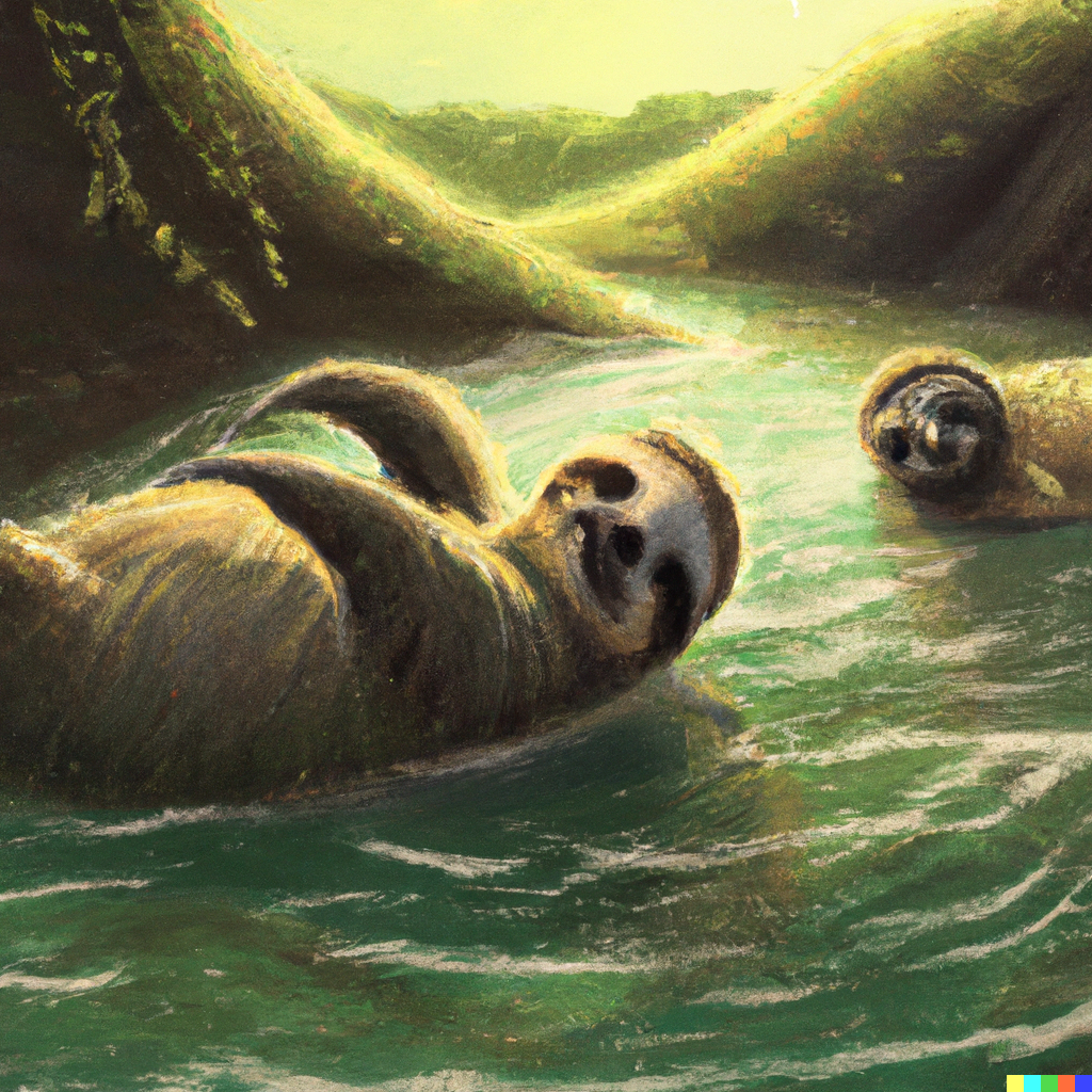 DALL·E 2023-04-07 08.36.43 - Sloths swimming lazily in a tropical lagoon, digital art.png