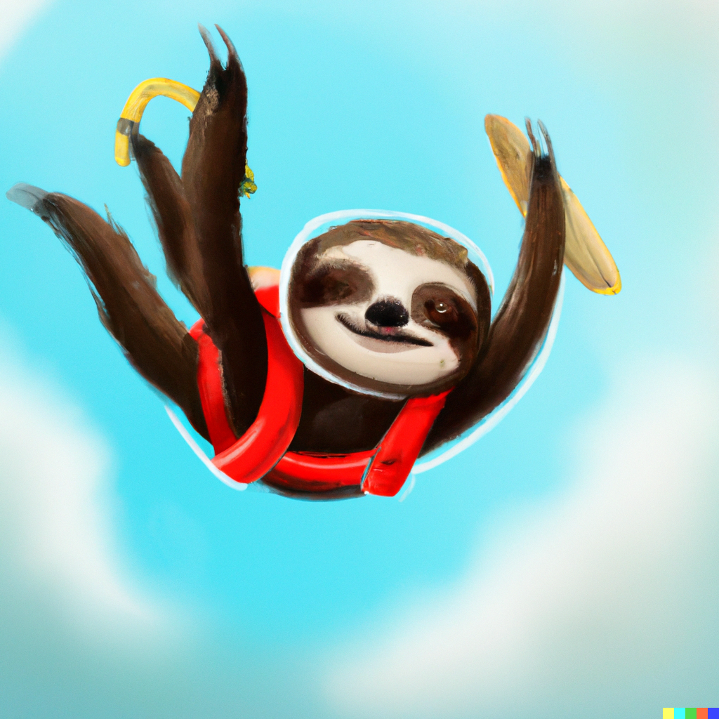 DALL·E 2023-05-26 07.08.37 - a happy sloth in a skydive. digital art.png